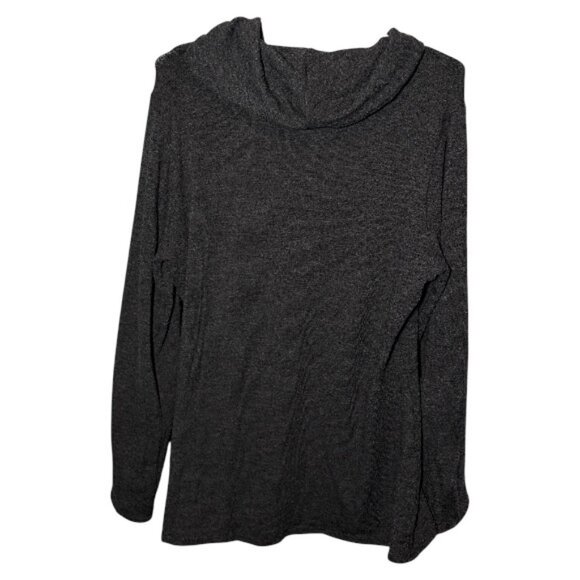Soft Surroundings wrap style cowl neck sweater dark grey women's size L - Picture 3 of 4